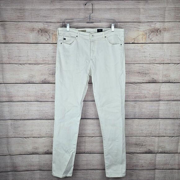 AG Adriano Goldschmied White Prima Mid-Rise Cigarette Slim Casual Jeans Size 32 - Picture 1 of 11